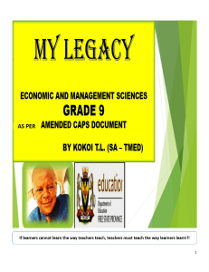 Grade 9 EMS Textbook: Economics & Financial Literacy