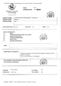 HRM511T Human Resources Management Exam Paper