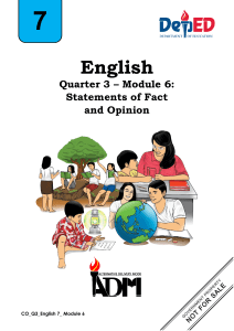 Statements of Fact and Opinion: English Module