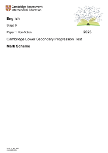 Stage 9 English Test Mark Scheme