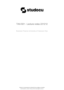 Excise Taxes: Lecture Notes - Business Finance