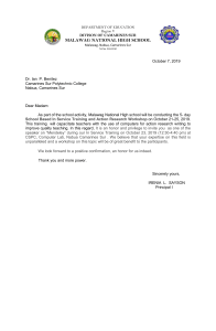 Invitation to Speak at In-Service Training