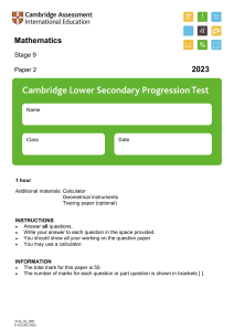 Stage 9 Mathematics Exam Paper 2