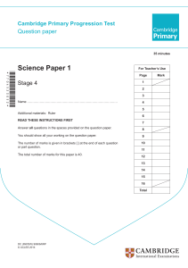 Stage 4 Science Test Paper
