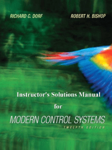 Modern Control Systems Solutions Manual