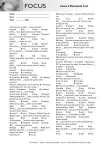 Focus 2 English Placement Test