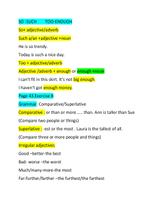 English Grammar: So, Such, Too, Enough, Comparatives