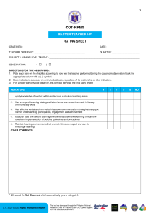 Master Teacher Rating Sheet: COT-RPMS