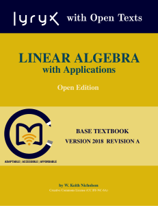 Linear Algebra with Applications - Open Textbook