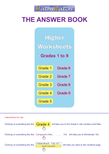 MathsWatch Answer Book: Grades 1-9 Worksheets