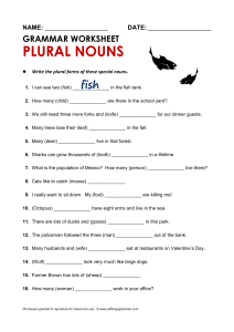 Plural Nouns Grammar Worksheet