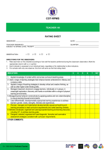 COT-RPMS Teacher Rating Sheet