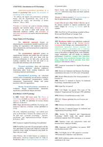 I/O Psychology: Introduction, Fields, History, Research