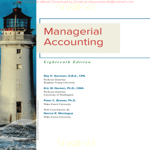 Managerial Accounting Textbook, 18th Edition