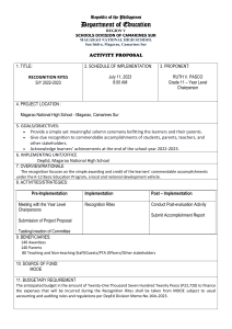 Recognition Rites Activity Proposal - Magarao NHS