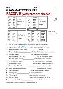 Passive Voice Grammar Worksheet: Present Simple