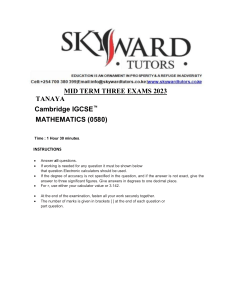 Cambridge IGCSE Mathematics Exam Paper