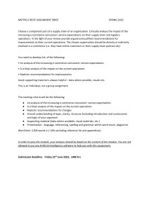 E-commerce Supply Chain Assignment Brief