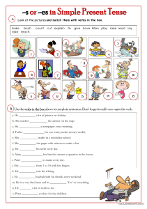 Simple Present Tense Worksheet: Verbs & Pictures