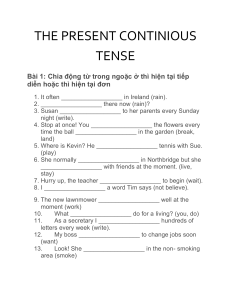 Present Continuous Tense Worksheet