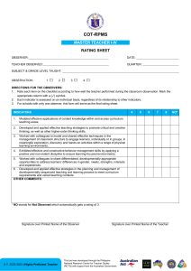Master Teacher Rating Sheet