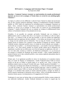 Analyse IB Français A: Humour et Ironie dans Nothomb
