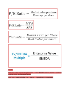 Financial Ratios Cheat Sheet: P/E, P/S, P/B, EV/EBITDA