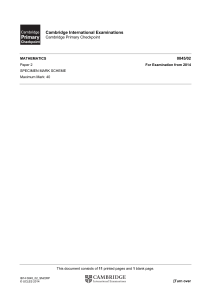 Cambridge Primary Checkpoint Mathematics Mark Scheme 0845/02