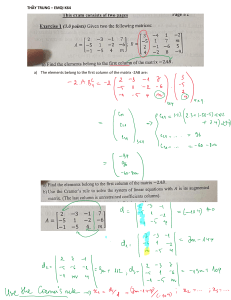 Linear Algebra Exam: Matrix Operations & Cramer's Rule