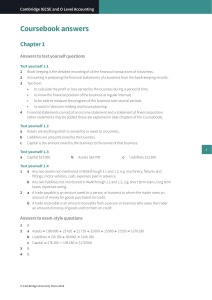 Cambridge IGCSE/O Level Accounting Coursebook Answers