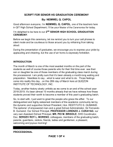 Senior HS Graduation Ceremony Script