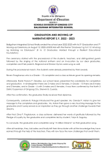 Baliguihan Integrated School Graduation Narrative Report