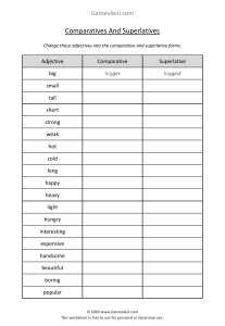 Comparatives and Superlatives Worksheet