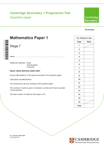 Cambridge Stage 7 Mathematics Exam Paper