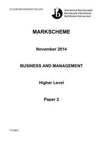 Business Management HL Paper 2 Mark Scheme Nov 2014