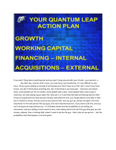 Quantum Leap Action Plan: Growth & Acquisitions