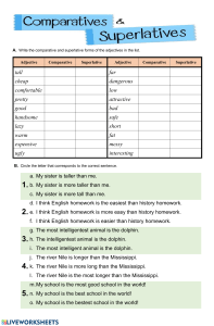 Comparatives & Superlatives Worksheet