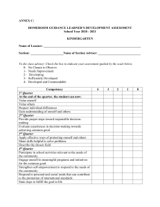 Kindergarten Learner Development Assessment Form