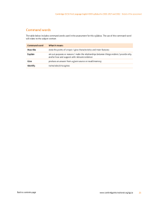 Cambridge IGCSE English 0500 Syllabus Command Words