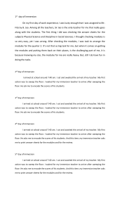 Immersion Log: Student Work Experience