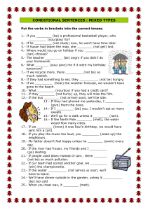 Conditional Sentences Mixed Types Worksheet