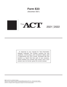 ACT Test Information Release Booklet (2021-2022)