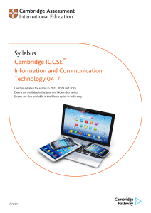 Cambridge IGCSE ICT Syllabus 0417