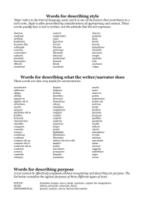 Text Analysis Vocabulary: Style, Writer Actions, Purpose