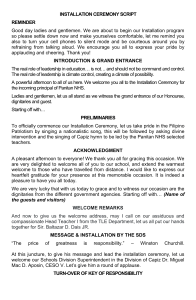 Installation Ceremony Script for Panitan NHS Principal