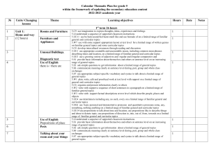 5th Grade English Thematic Plan: Home & Living Things
