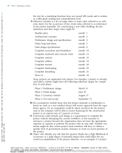 Project Management Milestones, Assumptions, Risks