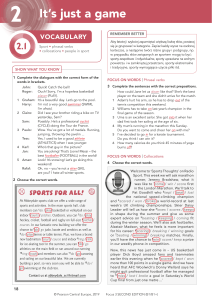 Sports Vocabulary & Grammar Exercises