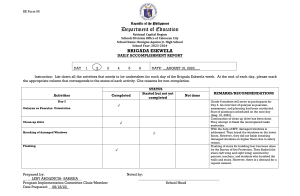Brigada Eskwela Daily Accomplishment Report - Benigno Aquino Jr. HS