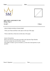 Year 9 Biology Mid-Term Exam Paper